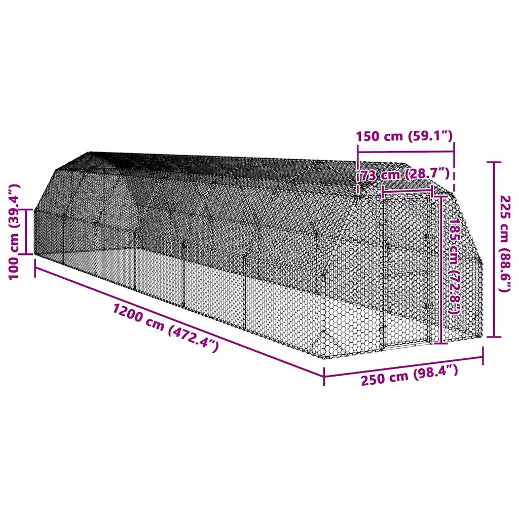 Recinto per Polli 2,5x12x2,25 m in Acciaio Zincato 3328520