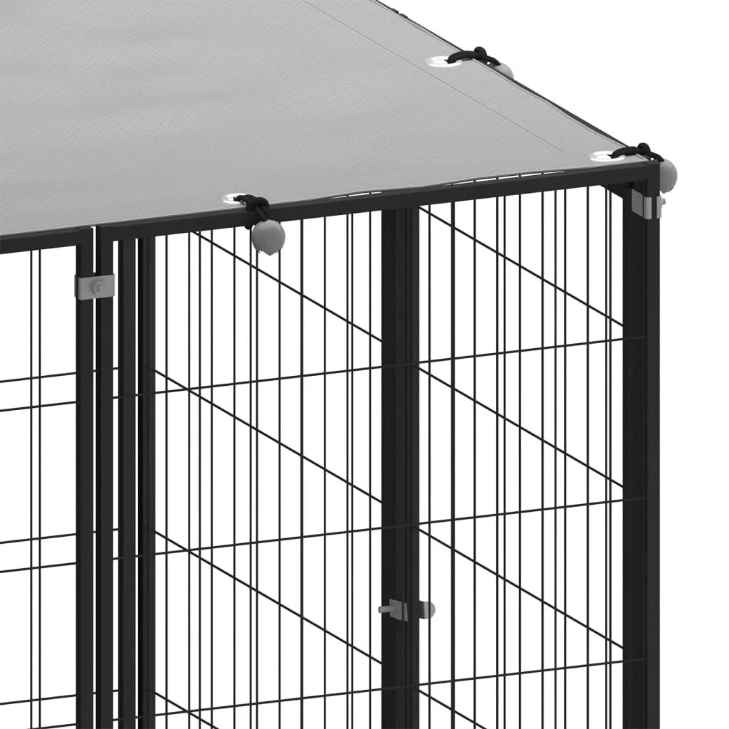 Recinto per animali da esterno per cani 4,84 m² acciaio nero 02_0000532