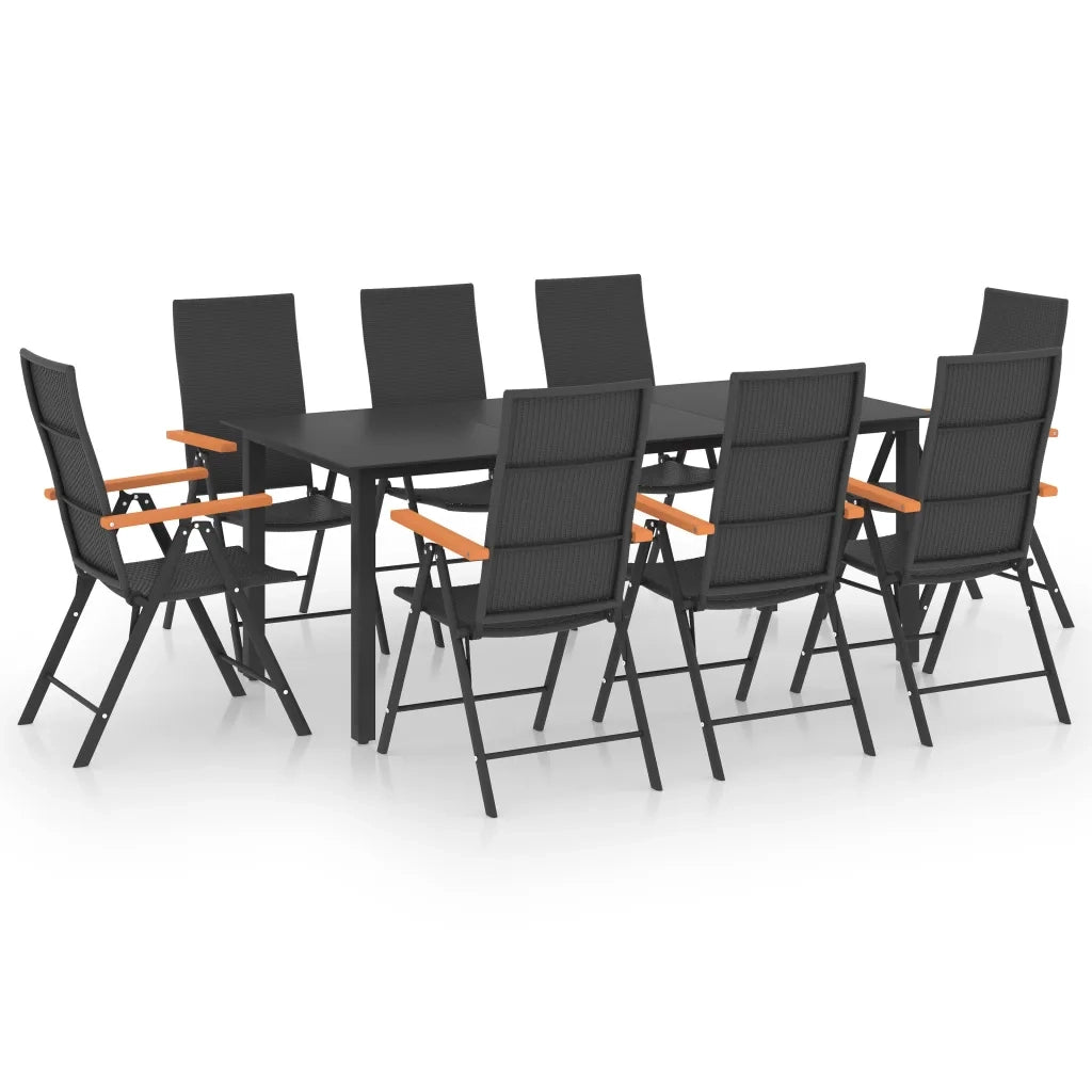 Set da Pranzo da Giardino 9 pz Nero e Marrone 3060075