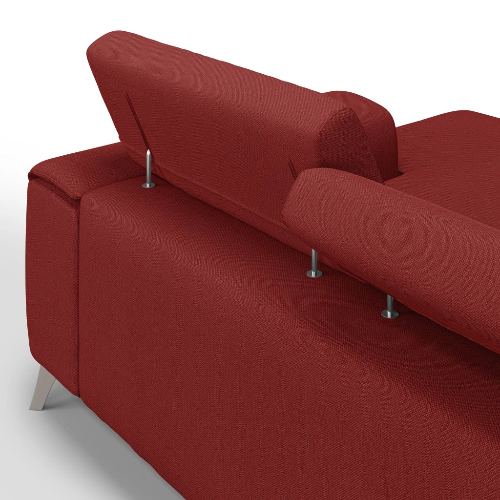 Fusion Divano angolare con sedute scorrevoli in tessuto morbido smacchiabile T05 260 cm Sinistro rosso