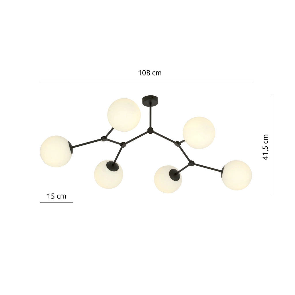 Lampadario Emibig Space 6xE14 nero/opalino dimmerabile