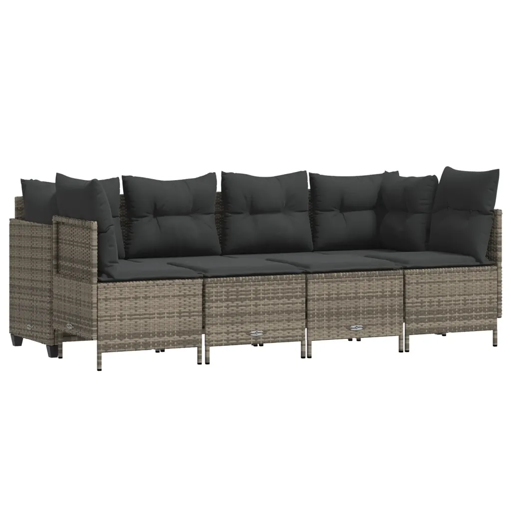 Set Divano da Giardino 5 pz con Cuscini Grigio in Polyrattan 3261523