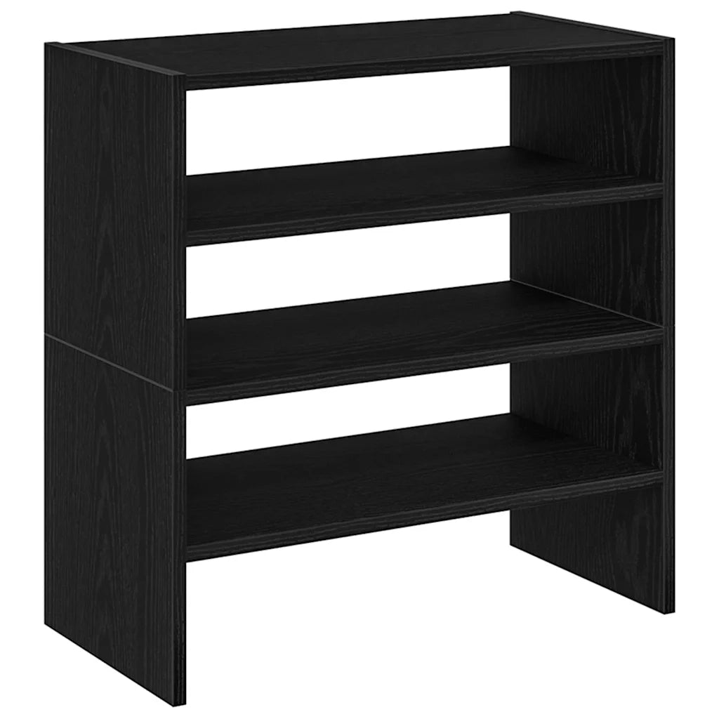 Scarpiere 2 pz Impilabili-Set di 2 Scaffale per scarpe in Rovere Nero 60x30x30,5 cm