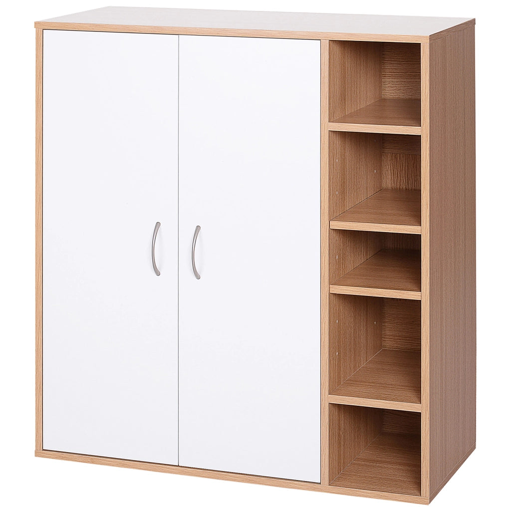 EasyComfort Scarpiera Slim da Parete, Mobile Multiuso con 2 Ante e Ripiani Regolabili per Camera da Letto e Ingresso, in Legno, 80x32x91cm