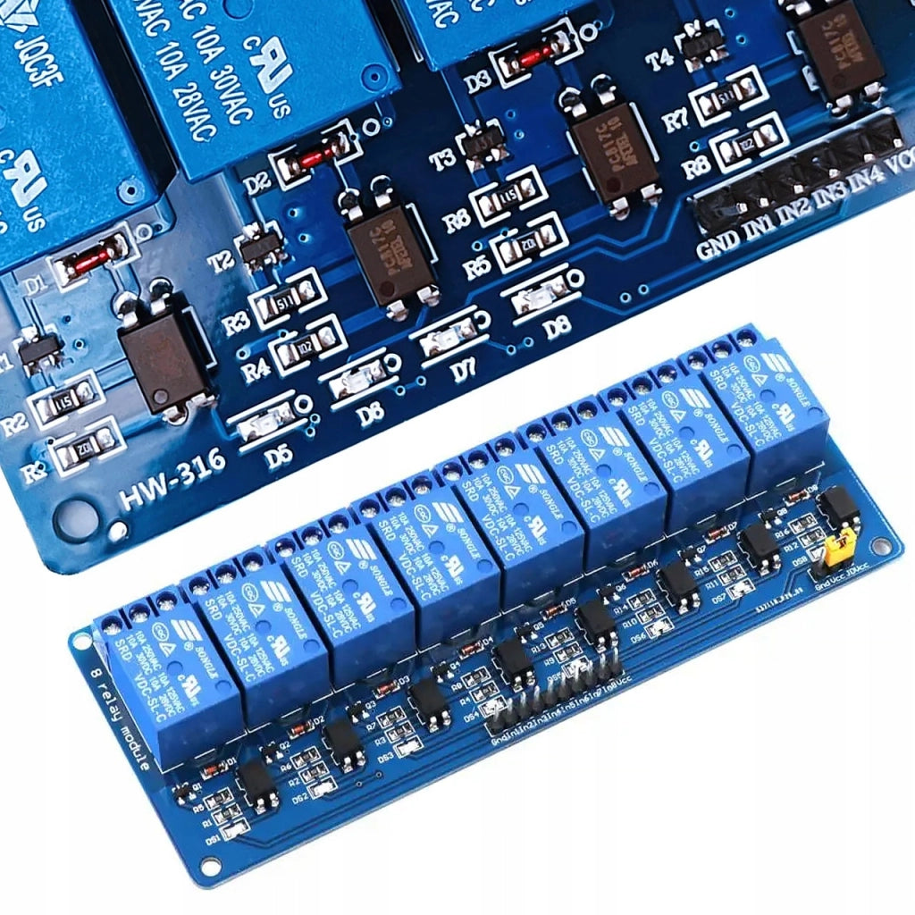 Modulo Relè 8 Canali 5V per Arduino – Isolamento Ottico, SPDT | Dimensioni 137x57x19 mm, 10A | Automazione e Robotica