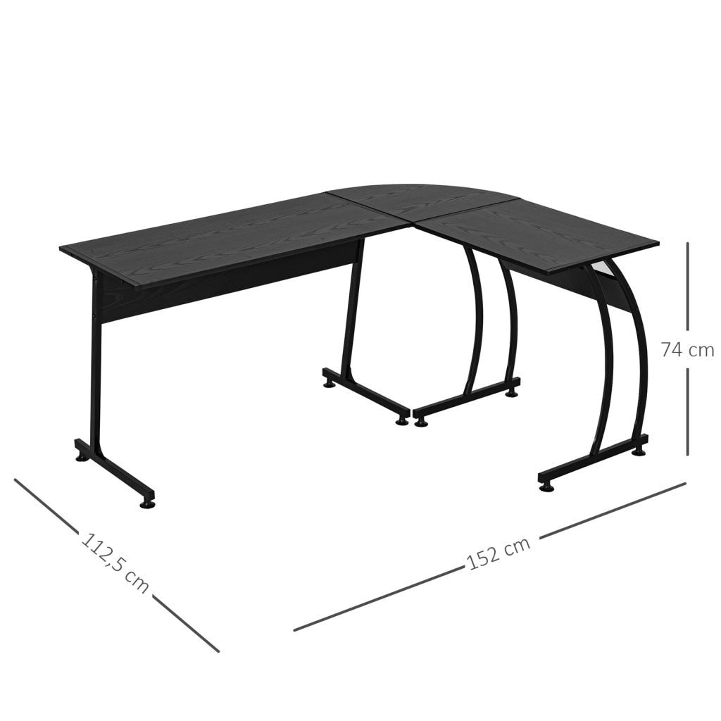 Scrivania angolare per ufficio ¨C zephmum ¨C nera 112.5x152x74 cm