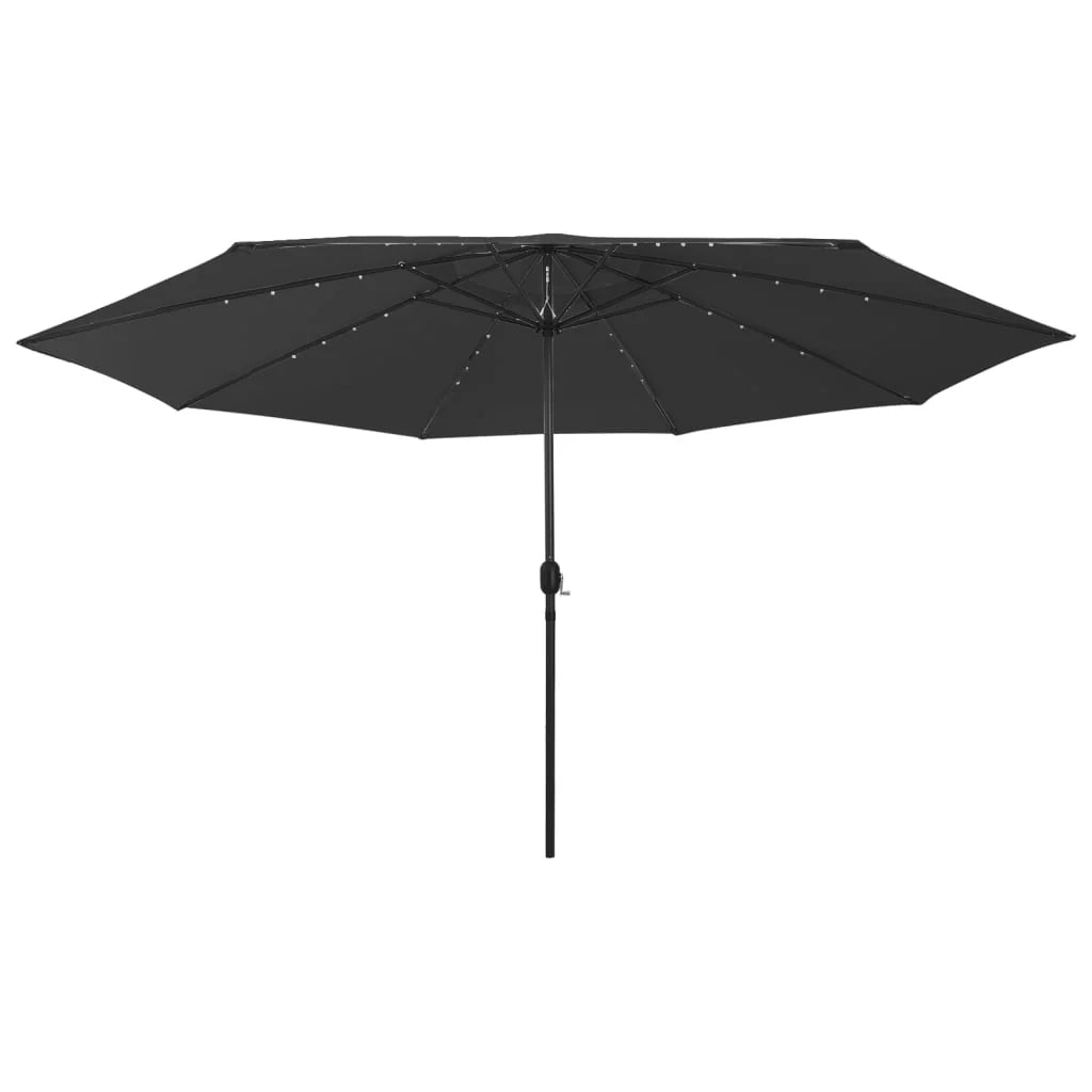 Ombrellone da esterno con LED e palo in metallo nero da 400 cm 02_0008182