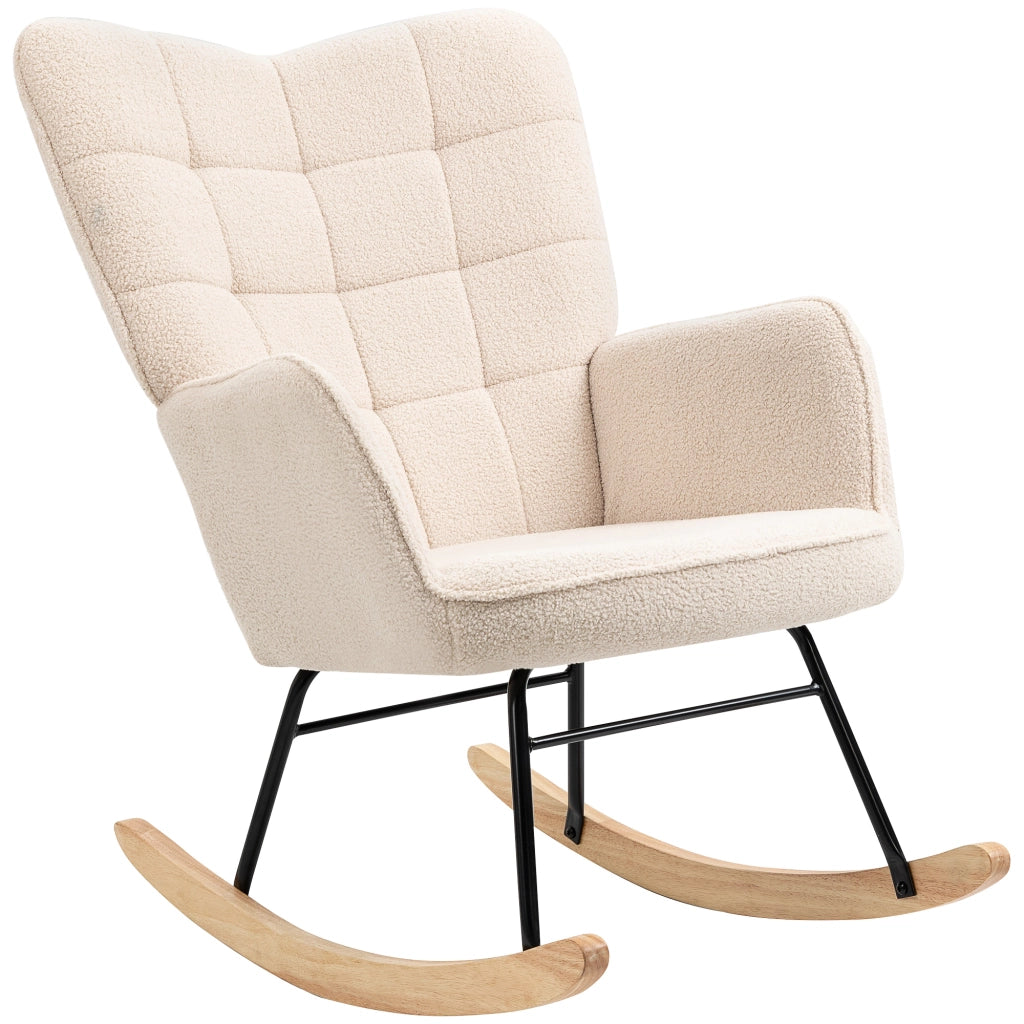 Poltrona a Dondolo ¨C zephmum ¨C Boucl¨¦ Beige 71x98x101 cm