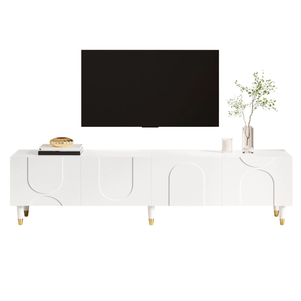 Mobile TV con 4 ante; vani aperti e passacavi - per soggiorno - 180 x 40 x 50 cm - bianco