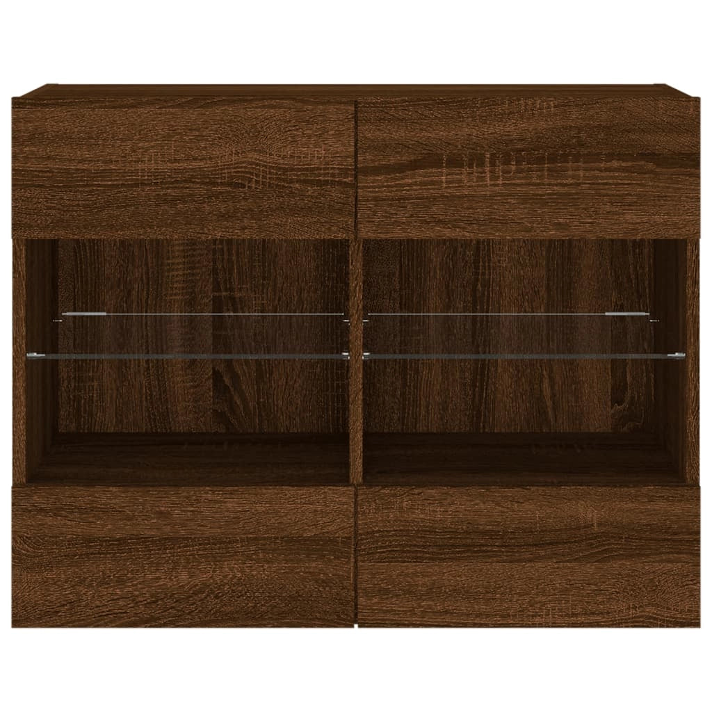 Mobile TV multimediale mensola TV credenza mobile TV sala da pranzo soggiorno parete attrezzata per camera da letto con luci LED rovere 78,5 x 30 x 60,5 cm marrone 02_0027957