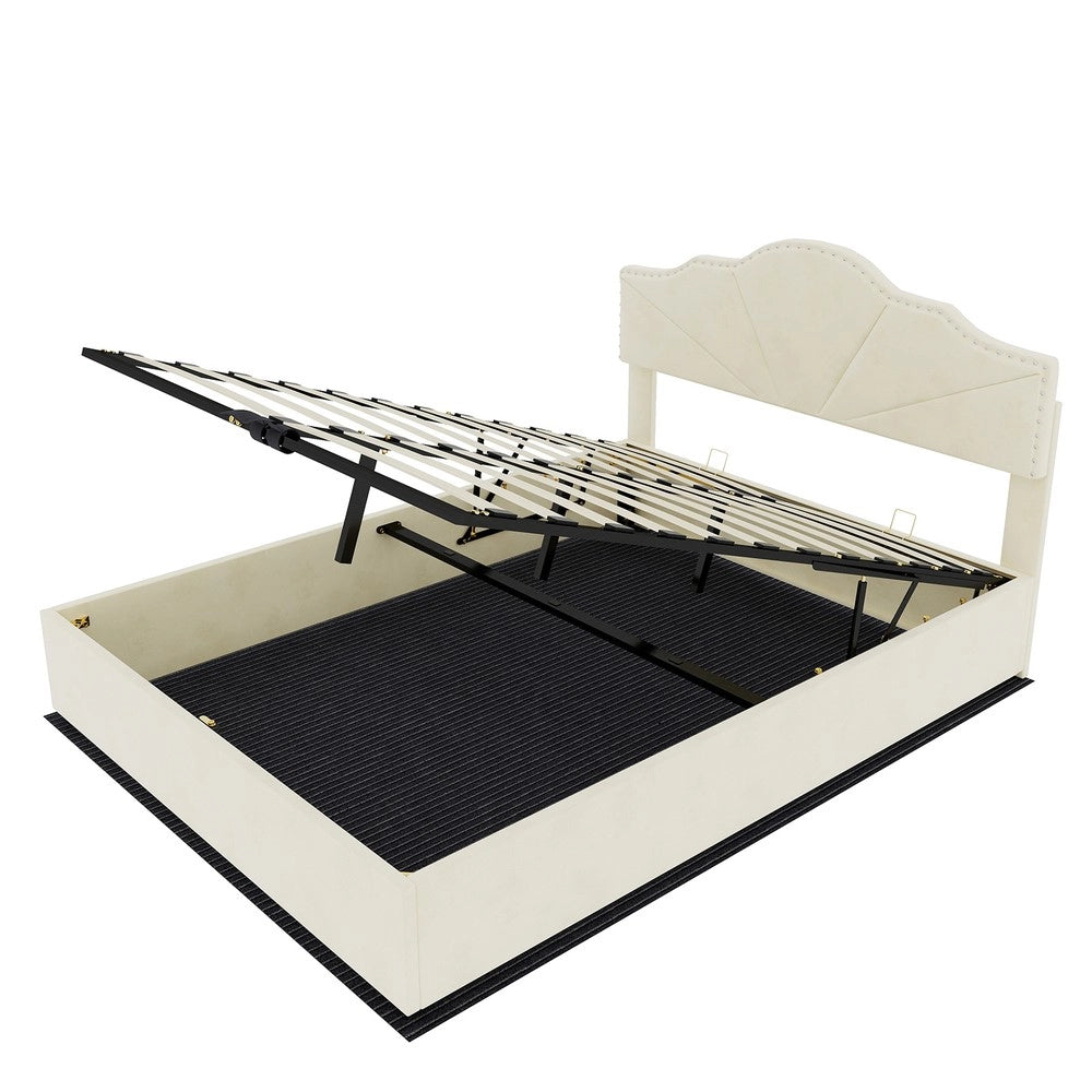 Letto Contenitore Imbottito con Materasso ¨C MINIMAL ¨C Beige 160x200