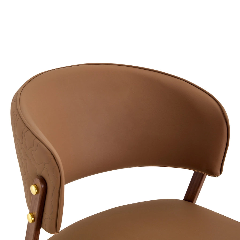 Sedia da pranzo moderna 74x53.5x51 cm in PU e metallo marrone