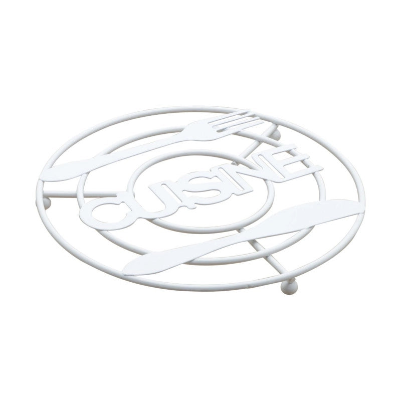 Set di 6 Appoggiapentole Tondo Cusine Bianco Ø 20 Cm Filo Metallico