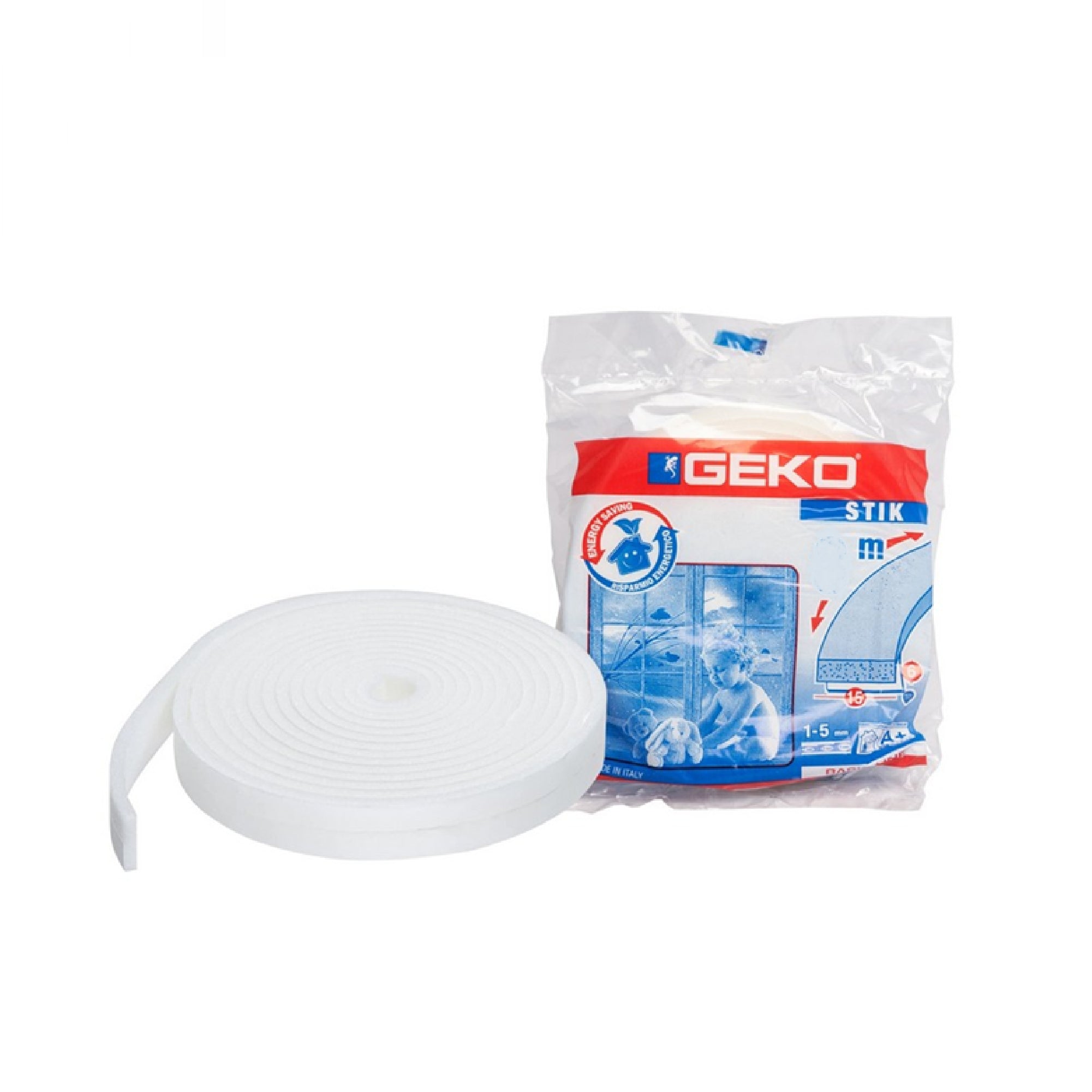 Parafreddo adesivo in spugna GEKO bianco mm 20 x mt 4 per porte e finestre protegge da freddo correnti d'aria polvere e