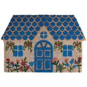 Zerbino blu in fibra di cocco con fondo antiscivolo 40 x 60 cm decorazione stampa casa tappeto di benvenuto antiscivolo