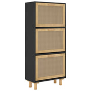 Scarpiera mobile contenitore per scarpe mobile per ingresso/corridoio/soggiorno 52 x 25 x 115 cm legno ingegnerizzato/rattan nero 02_0021975