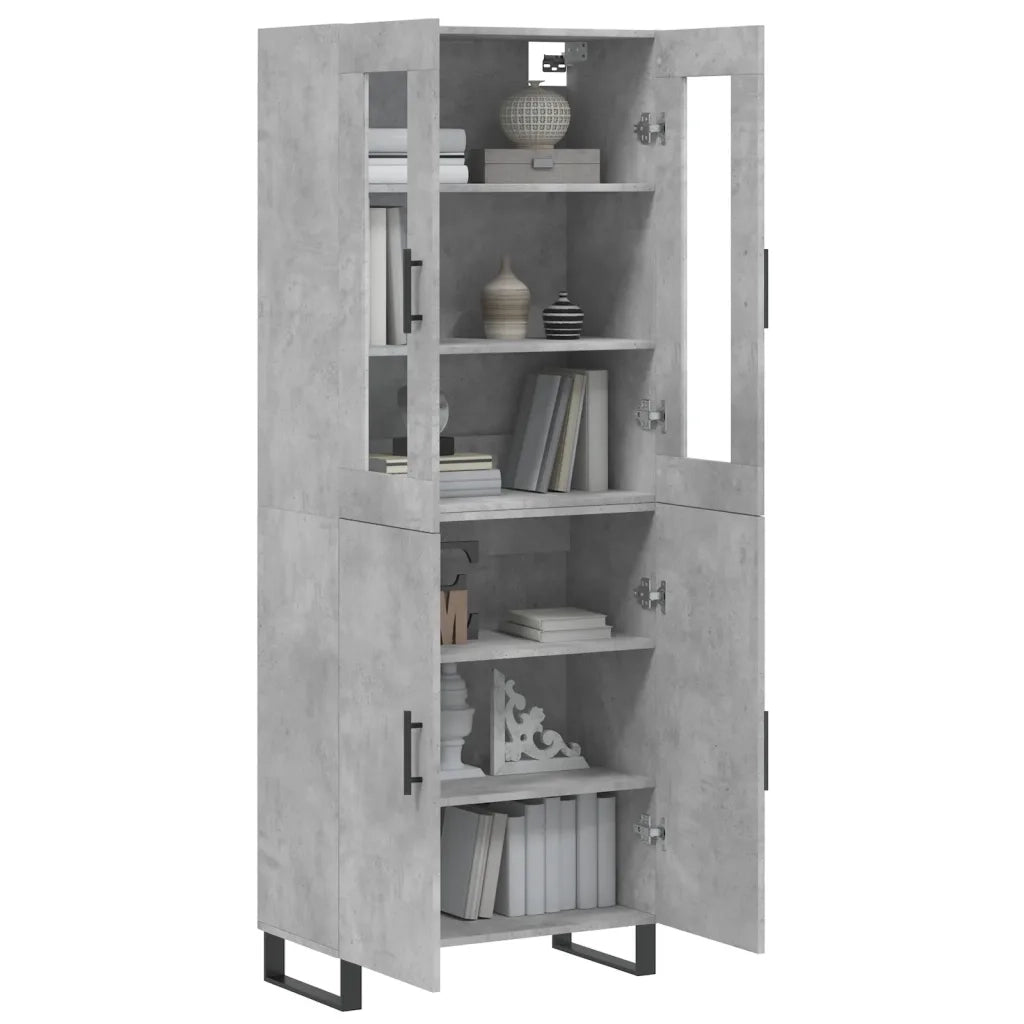 Credenza-Buffet-Armadio da cucina Grigio Cemento 69,5x34x180 cm in Legno Multistrato 489705
