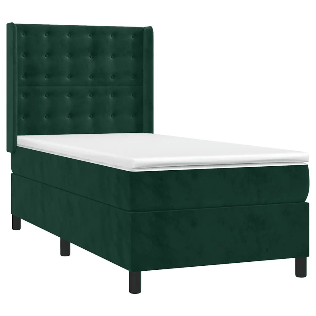 Giroletto a Molle con Materasso Verde Scuro 80x200 cm Velluto 3132888