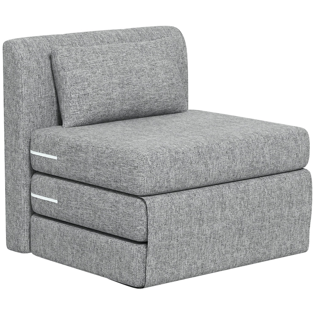 Poltrona Letto Pieghevole 3 Sezioni in Tessuto ¨C Zephmum ¨C Grigio 80x75x74 cm