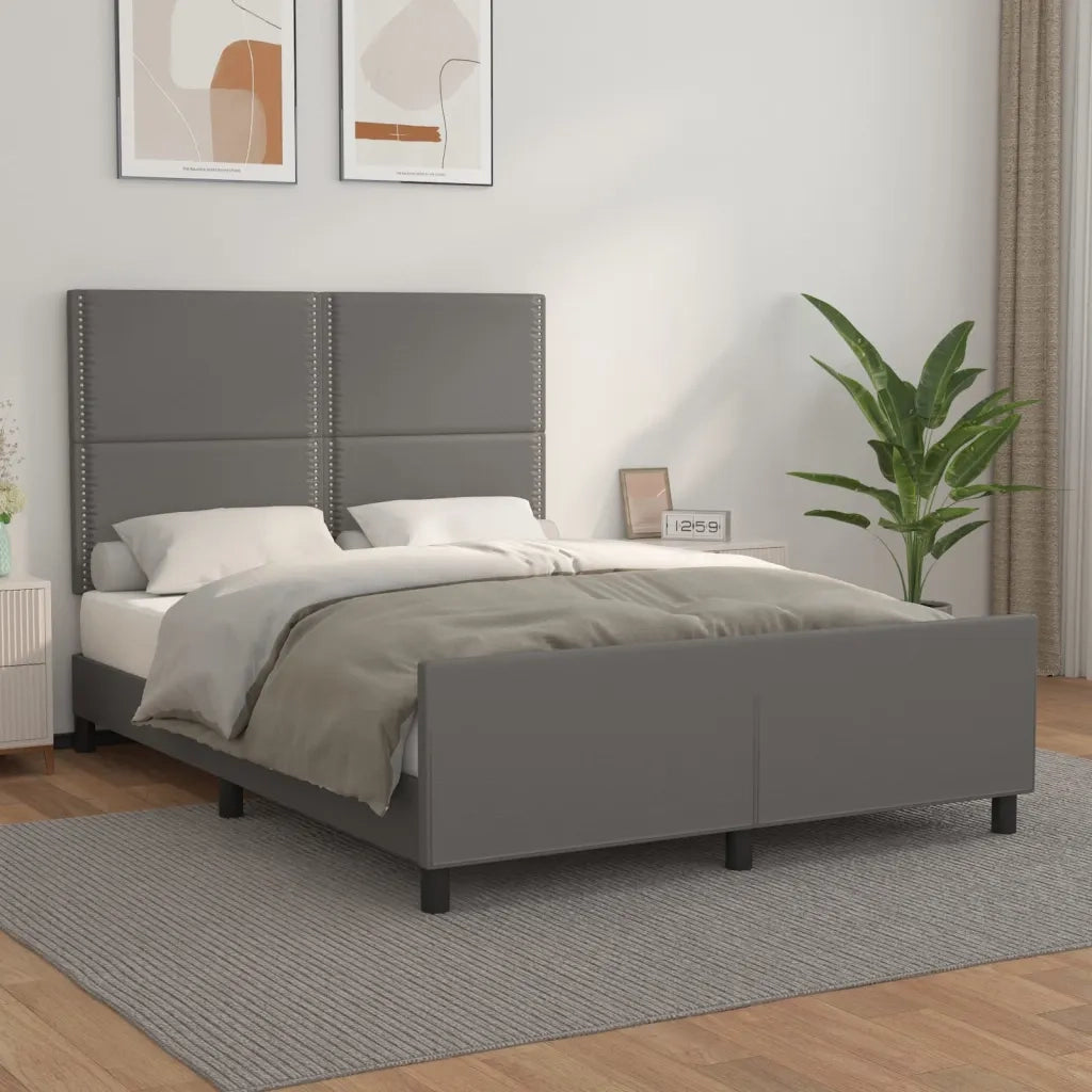 Letto matrimoniale | Letto per adulti | Giroletto con Testiera Crema 140x190 cm in Similpelle