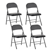 Set di 4 sedie pieghevoli con struttura in metallo nero e seduta e schienale imbottiti in tessuto PU sedute ribaltabili