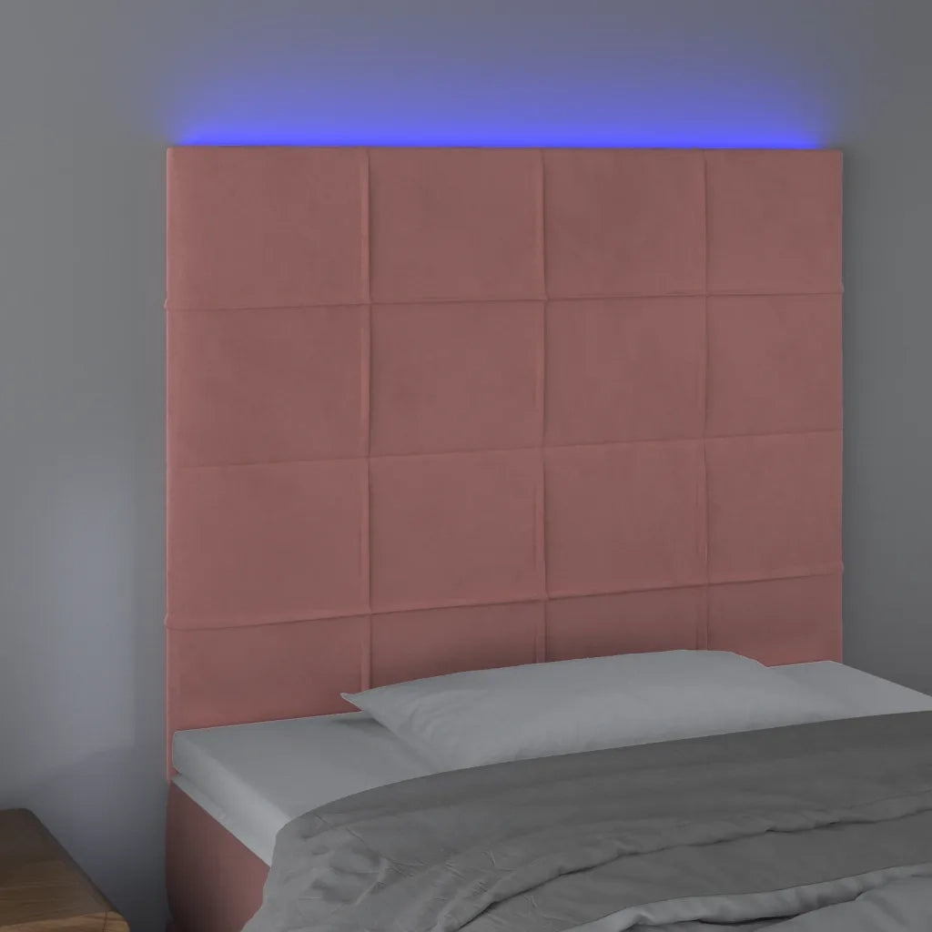 Testiera | Testata a LED Rosa 100x5x118/128 cm in Velluto