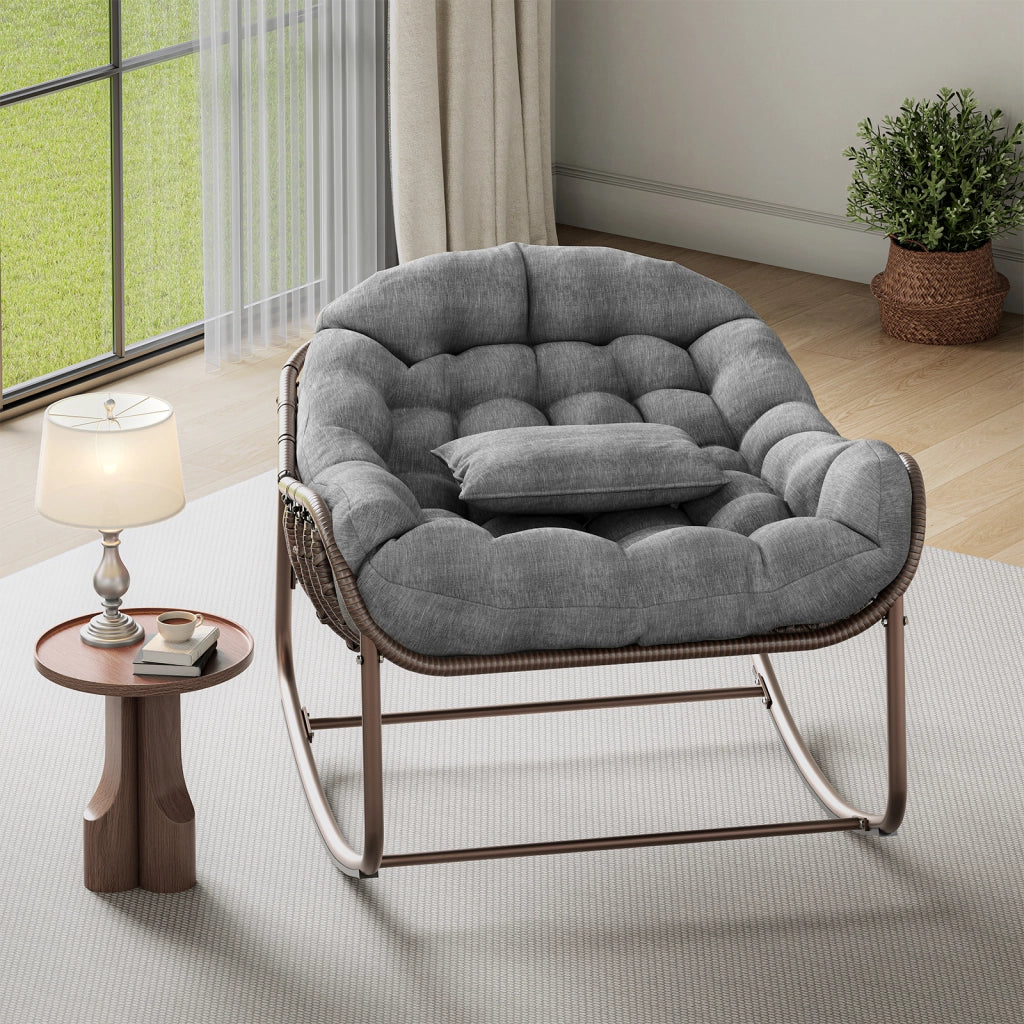 Sedia a Dondolo Papasan Egg da Esterno e Interno in Rattan PE e Acciaio, 205kg