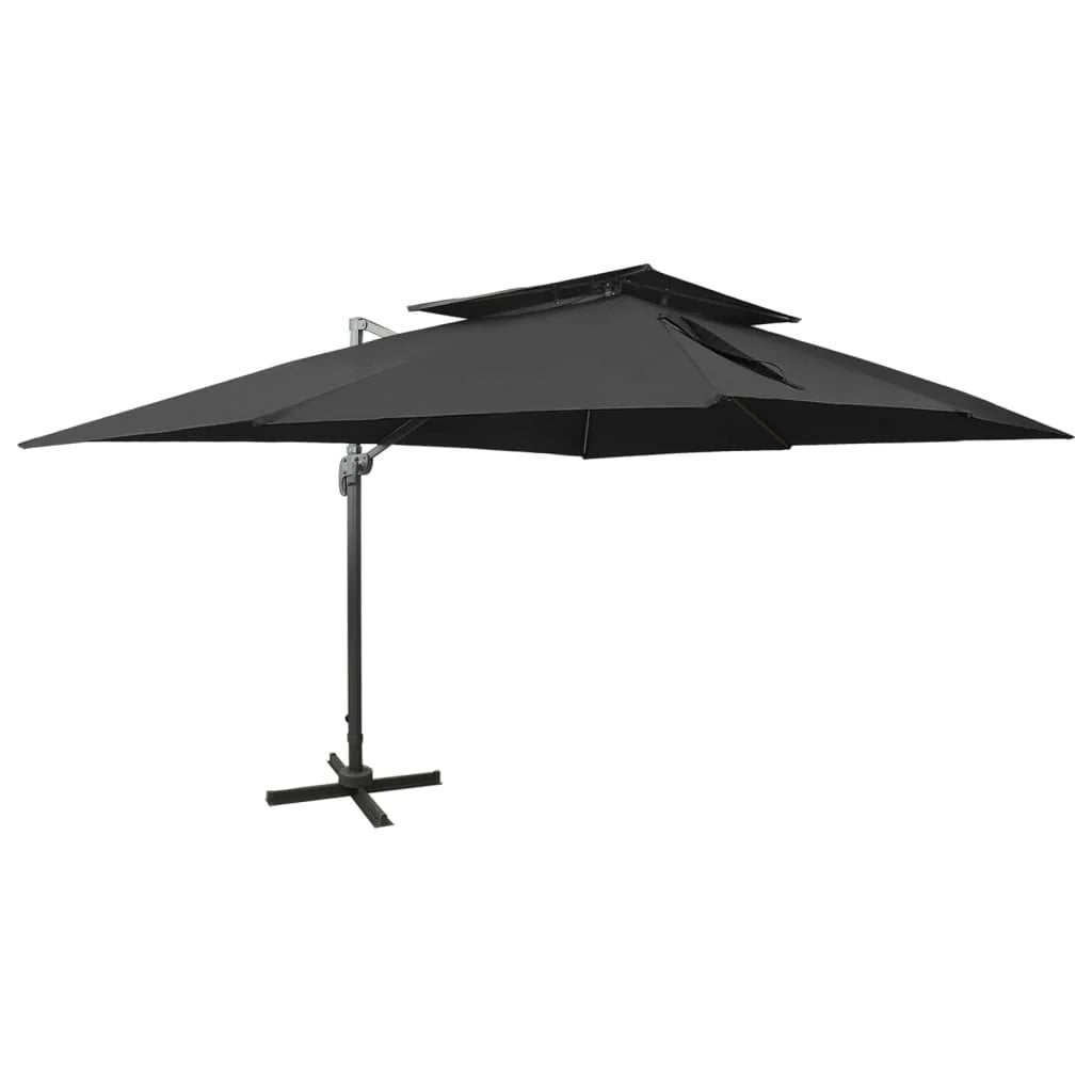 Ombrellone a braccio con doppio tetto nero 400 x 300 cm 02_0008569