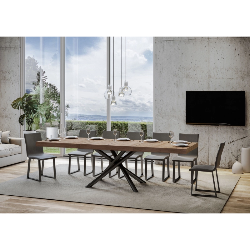 Tavolo allungabile 90x180/284 cm Famas Premium telaio Antracite - Quercia Natura