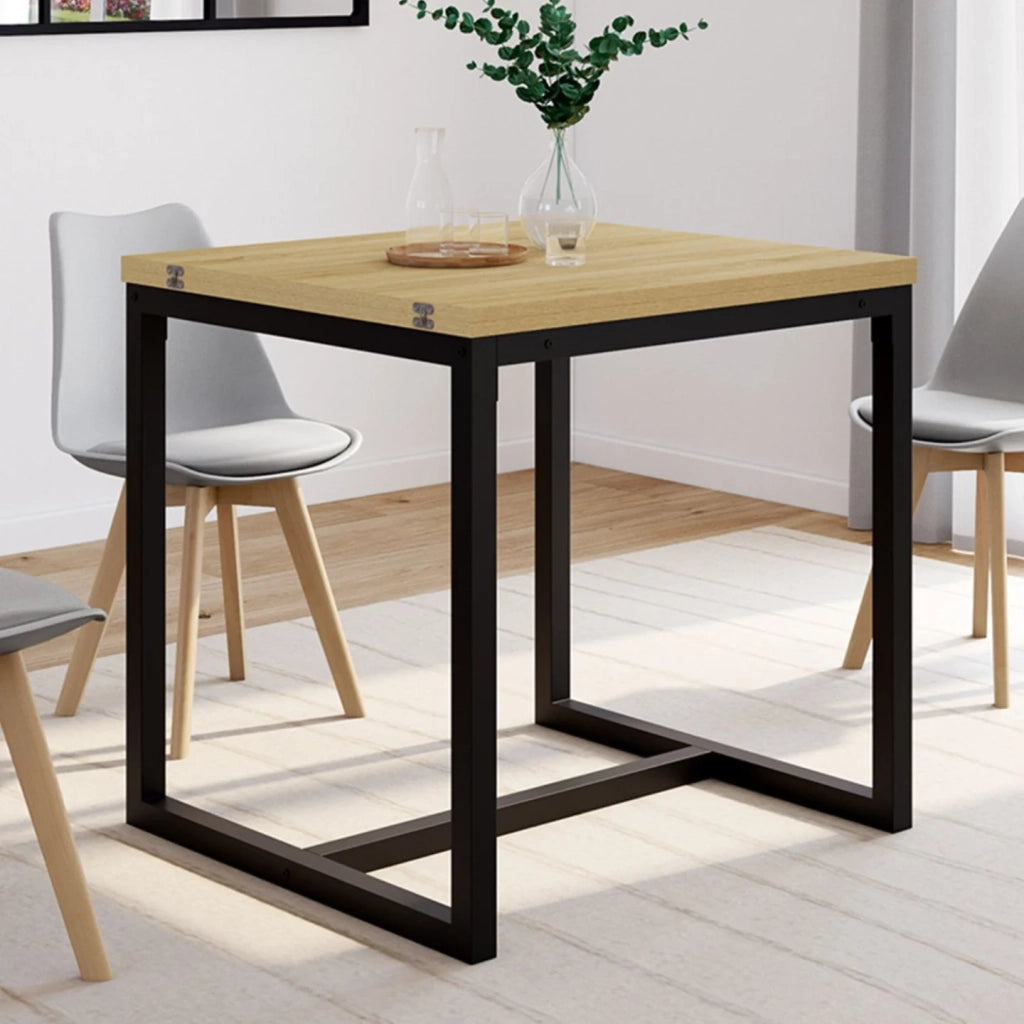 IDMarket - Tavolo da pranzo allungabile DETROIT 4-8 persone design industriale 80-160 cm