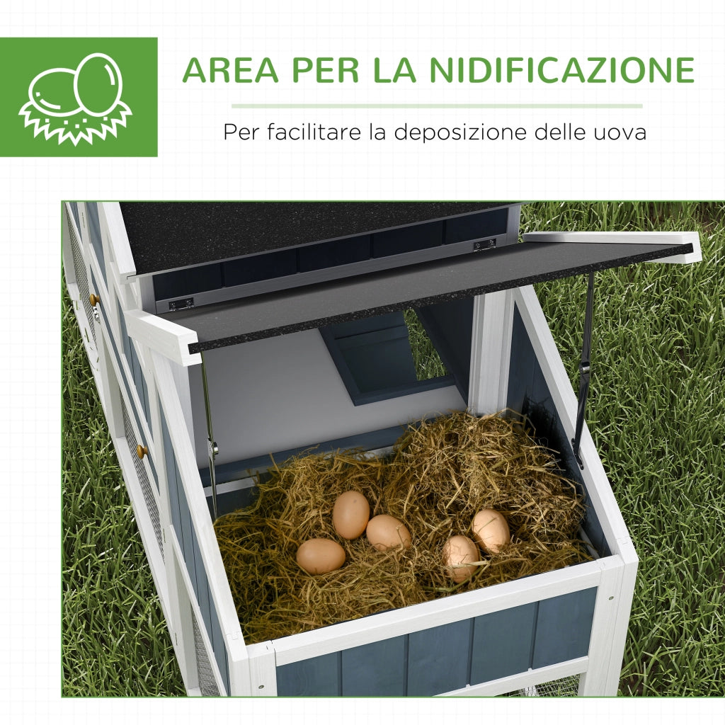 Pollaio Prefabbricato in Legno con Casetta e Nido ¨C zephmum ¨C Grigio 161.5x62.5x115cm