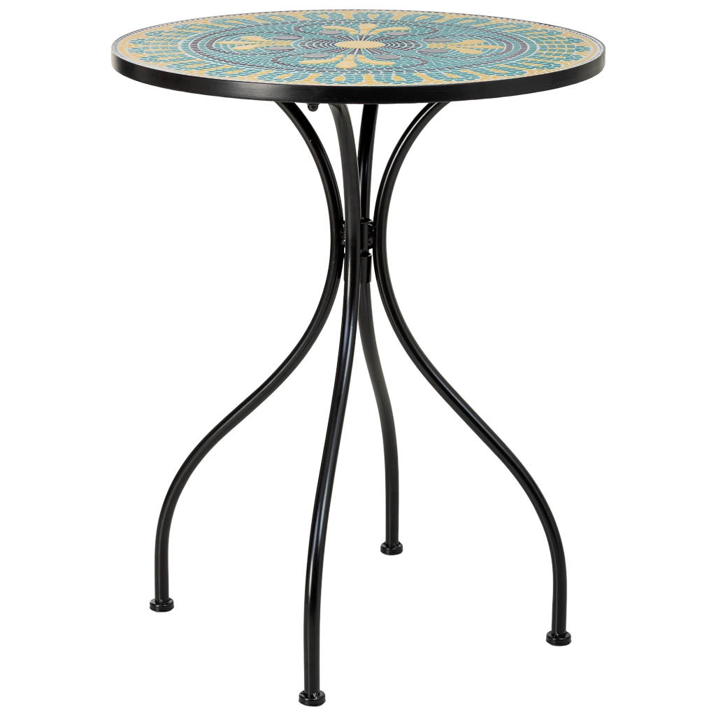 Set tavolo e 2 sedie in metallo, 60x60x75h cm, 38x46x90h cm