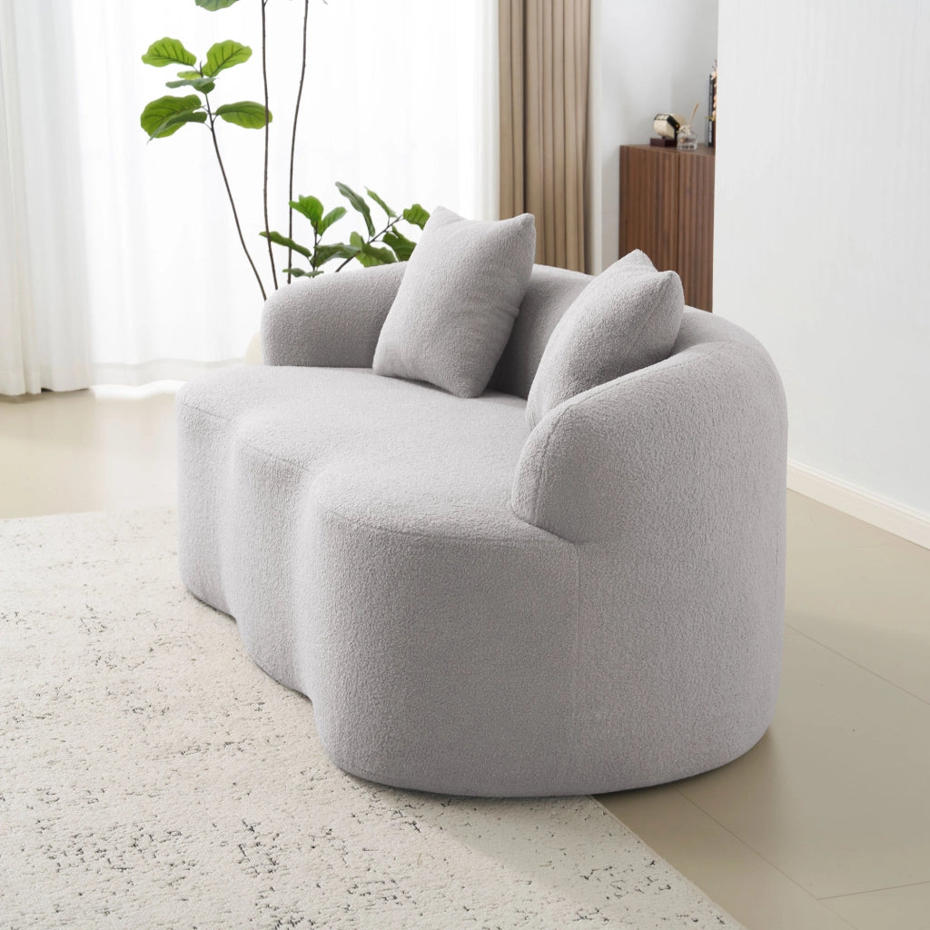 DIVANO 2 posti ondulato 67x61x48 cm grigio chiaro schiuma e molle