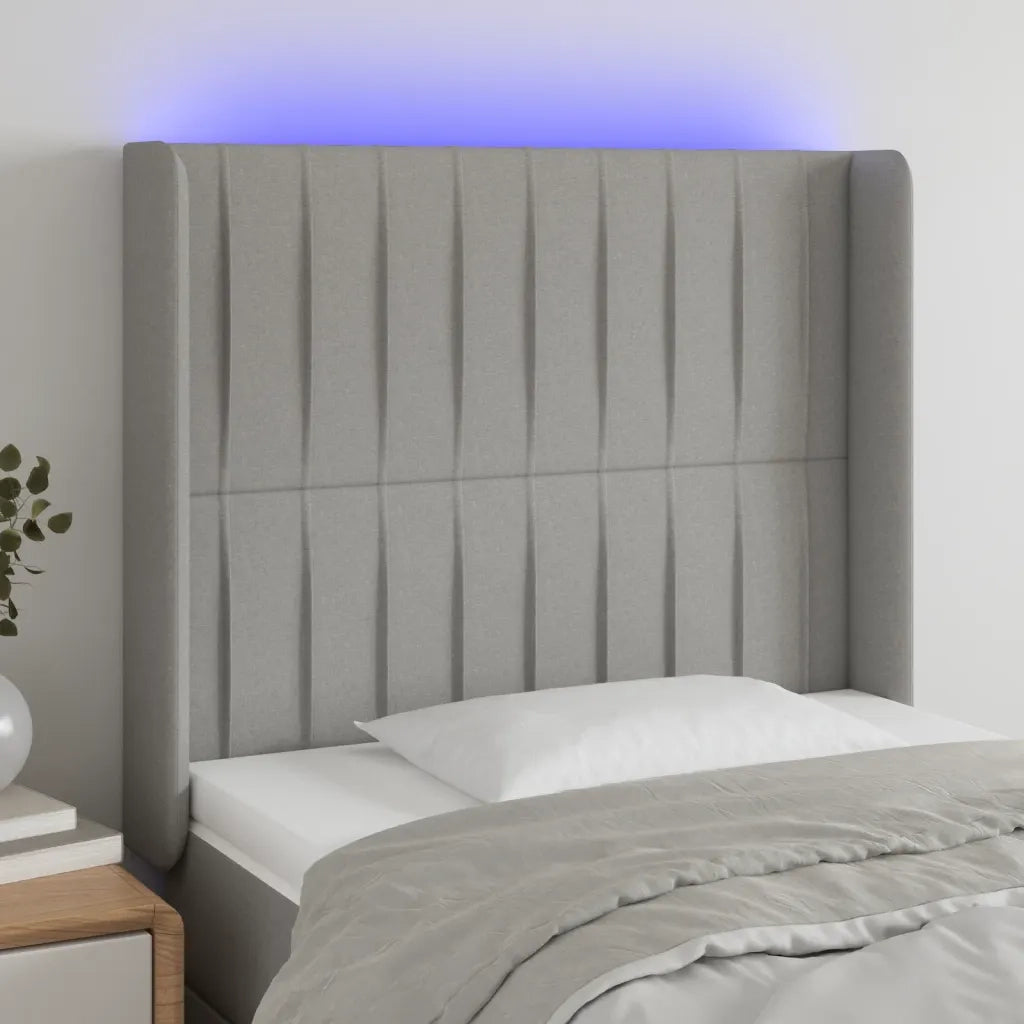Testiera | Testata a LED Grigio Chiaro 93x16x118/128 cm in Tessuto