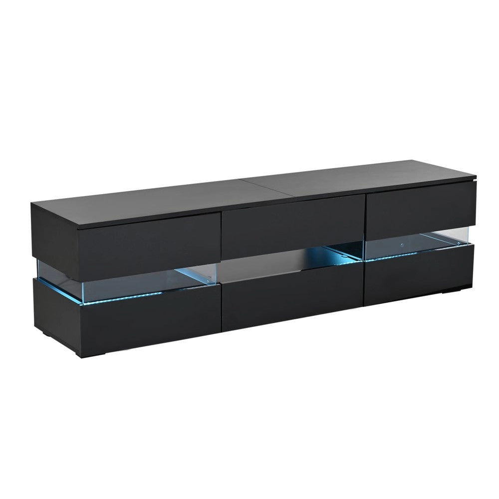 Mobile TV con LED ¨C Xylo ¨C Nero Lucido, 2 Ante, 1 Cassetto, 160x39x45 cm