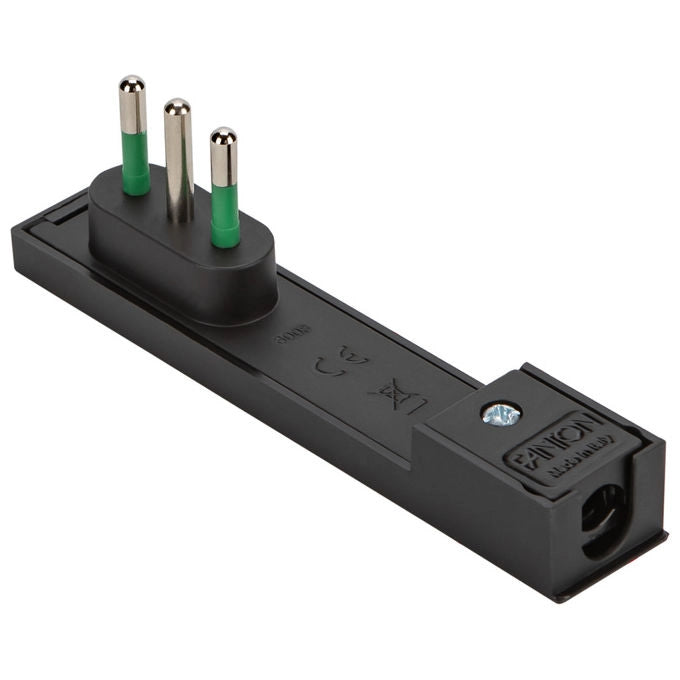 Fanton spina italiana a squadra 2P+T 10A 250V, salvaspazio ultra piatta, smontabile, modello Clock, nera, 80081