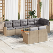 Set di SofÃ  da Giardino 9 Pezzi con Cuscini Beige Polyrattan