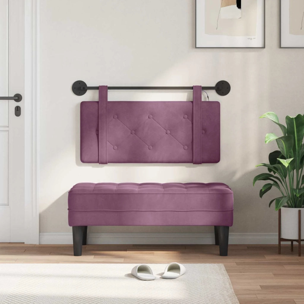 Testiera | Testata sospesa Con luce LED Viola Velluto