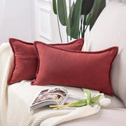 Set di 2 cuscini di chenille corti, copricuscini morbidi per divano, camera da letto, cuscini bordeaux 40x60 cm rettangolari