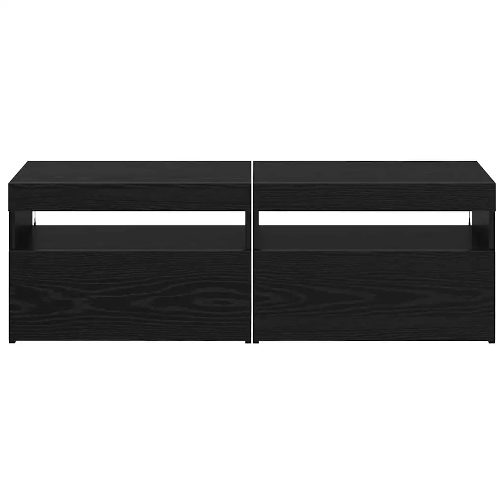 Mobile TV 2 pcs Rovere Nero 60 x 35 x 40 cm Legno multistrato 862556