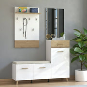 Longa, Mobile da Ingresso Specchio Incluso, 141x35x189.5h cm Bianco Opaco