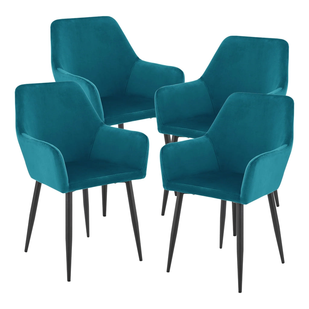 Set di 4 sedie da pranzo dal design moderno e robusto 86 x 57 x 56 cm blu turchese 03_0009831