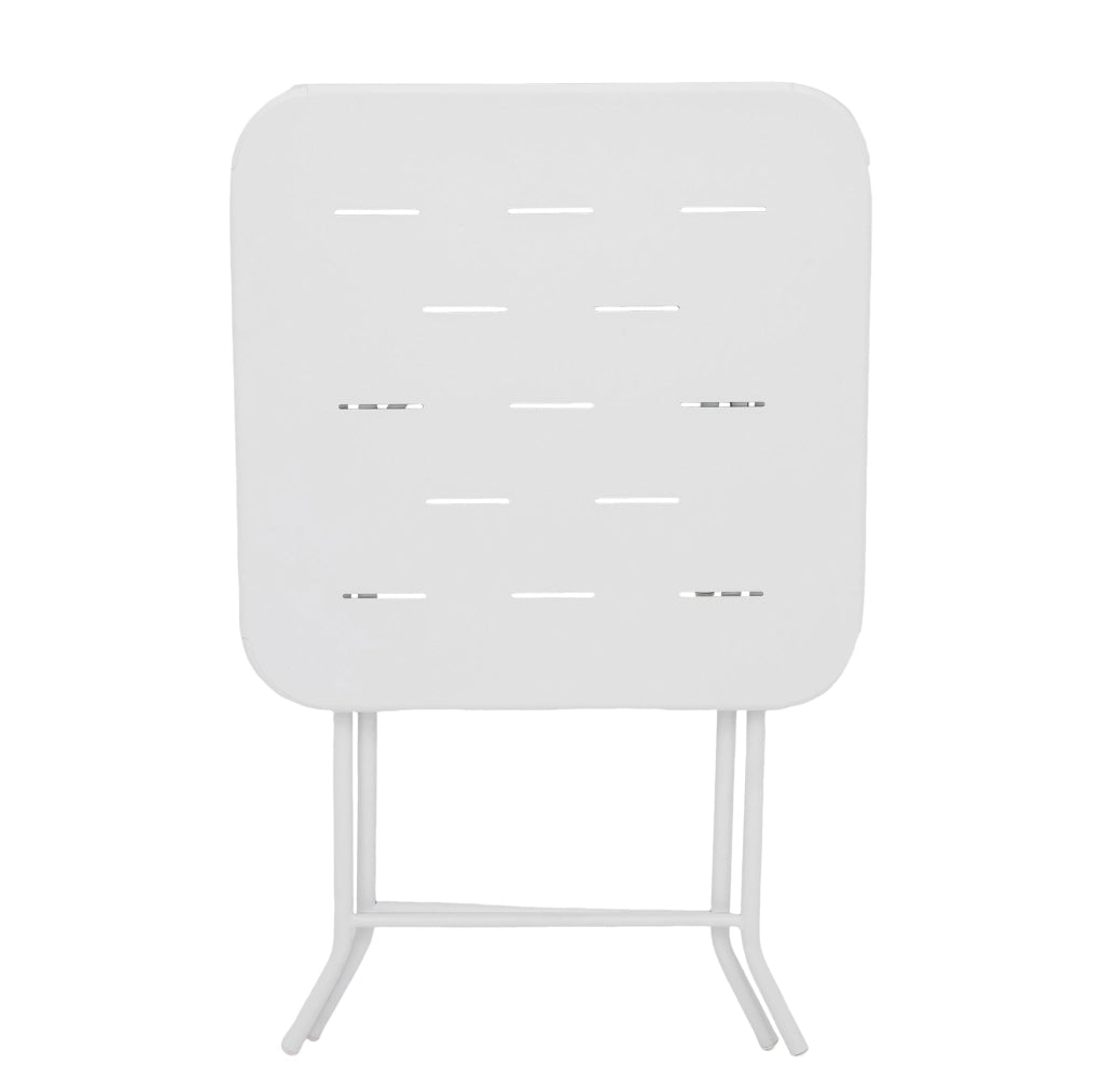 Set bistrot pieghevole; 3 pezzi per 2 persone; acciaio; bianco