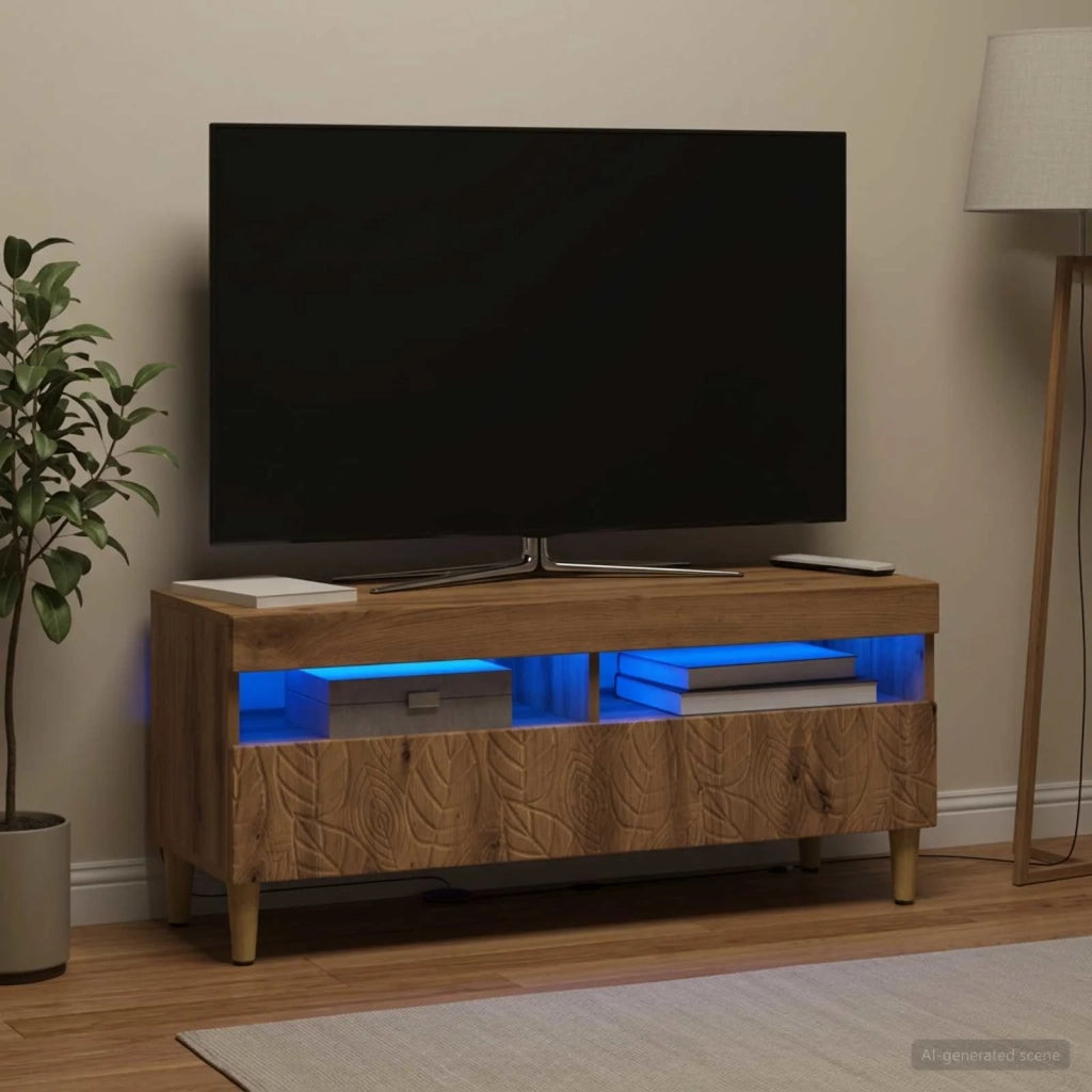 Mobile TV LED Rovere Artigianale Legno ingegnerizzato 897214
