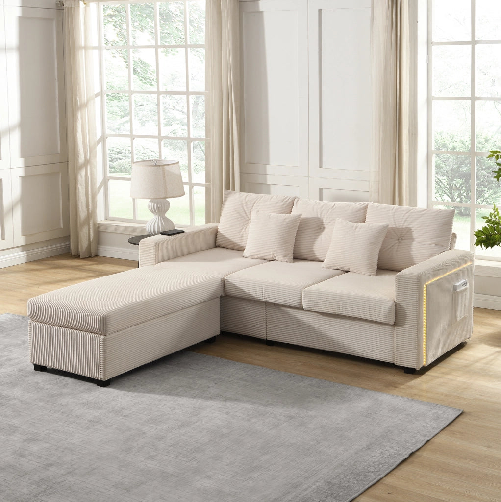 Divano modulare con illuminazione LED; schiuma; beige