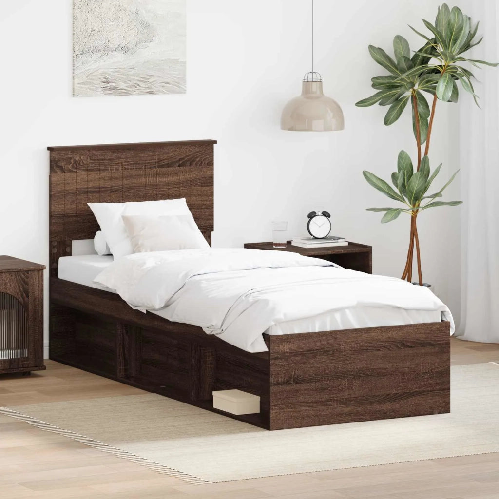 Struttura del letto Rovere Marrone 75 x 190 cm Pino massello 3410669
