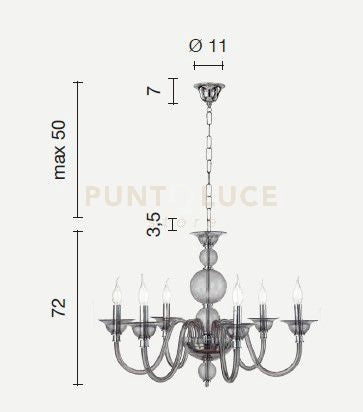 LAMPADARIO TEBE 6 LUCI TRASPARENTE E ORO ATTACCO E14 D.70CM
