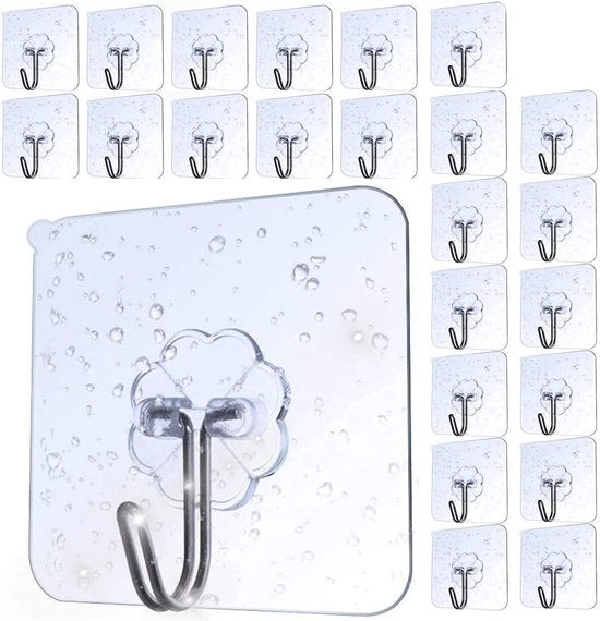 Hanger trasparente autofixante acqua resistente con carico di 10 kg, adesivo forte per uso in bagno, cucina, parete, porta, frigorifero, soffitto e armadio