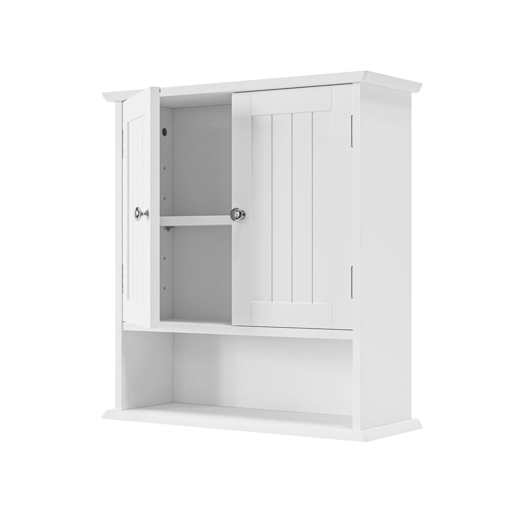 Mobile bagno sospeso bianco in MDF con ripiani regolabili