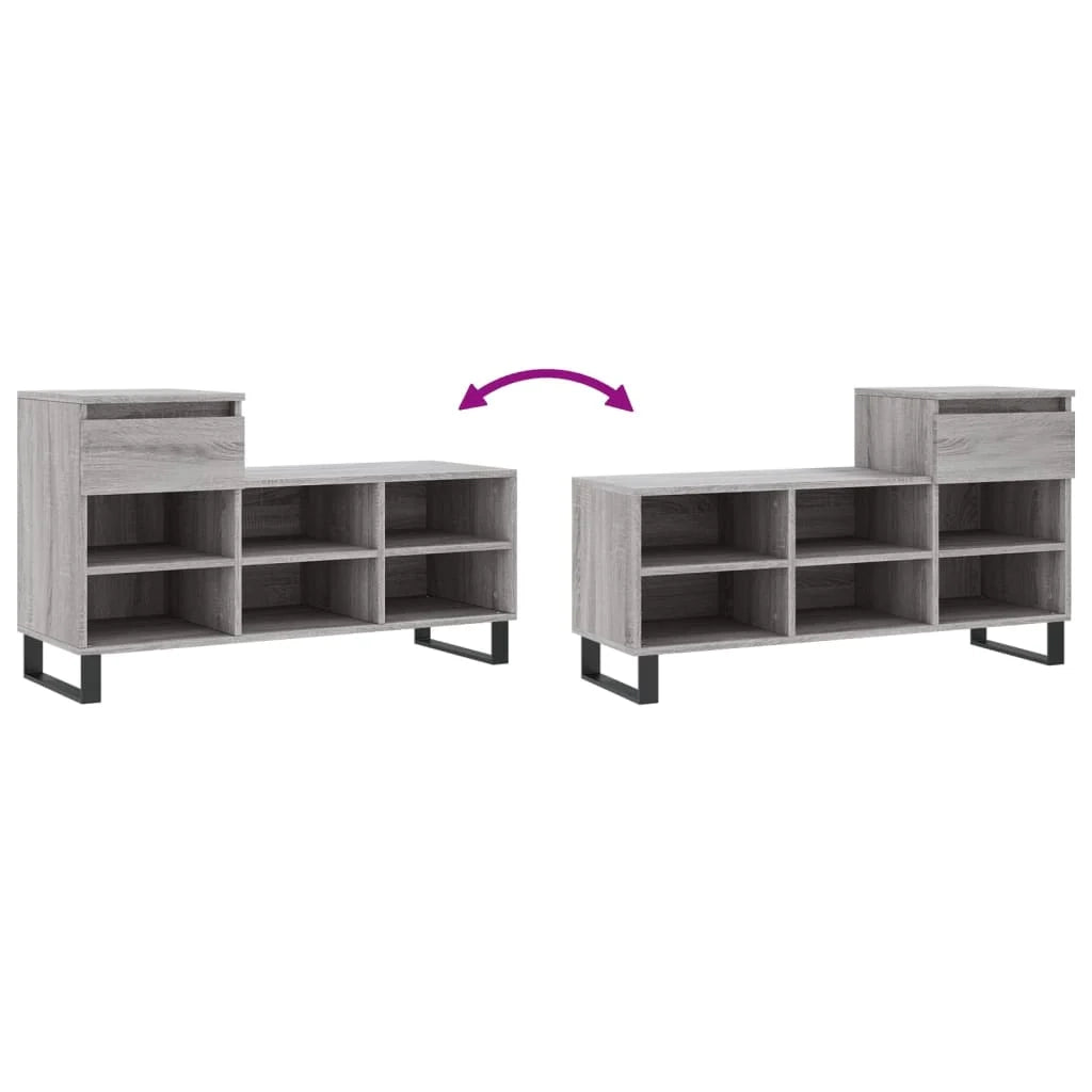 Scarpiera mobile contenitore per scarpe mobile per ingresso/corridoio/soggiorno design Sonoma 102 x 36 x 60 cm legno ingegnerizzato grigio 02_0022059